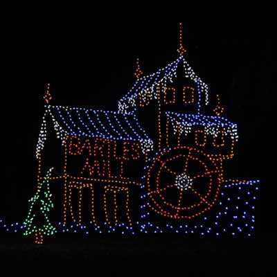The Bartles Mill light display at Fantasy Land of Lights